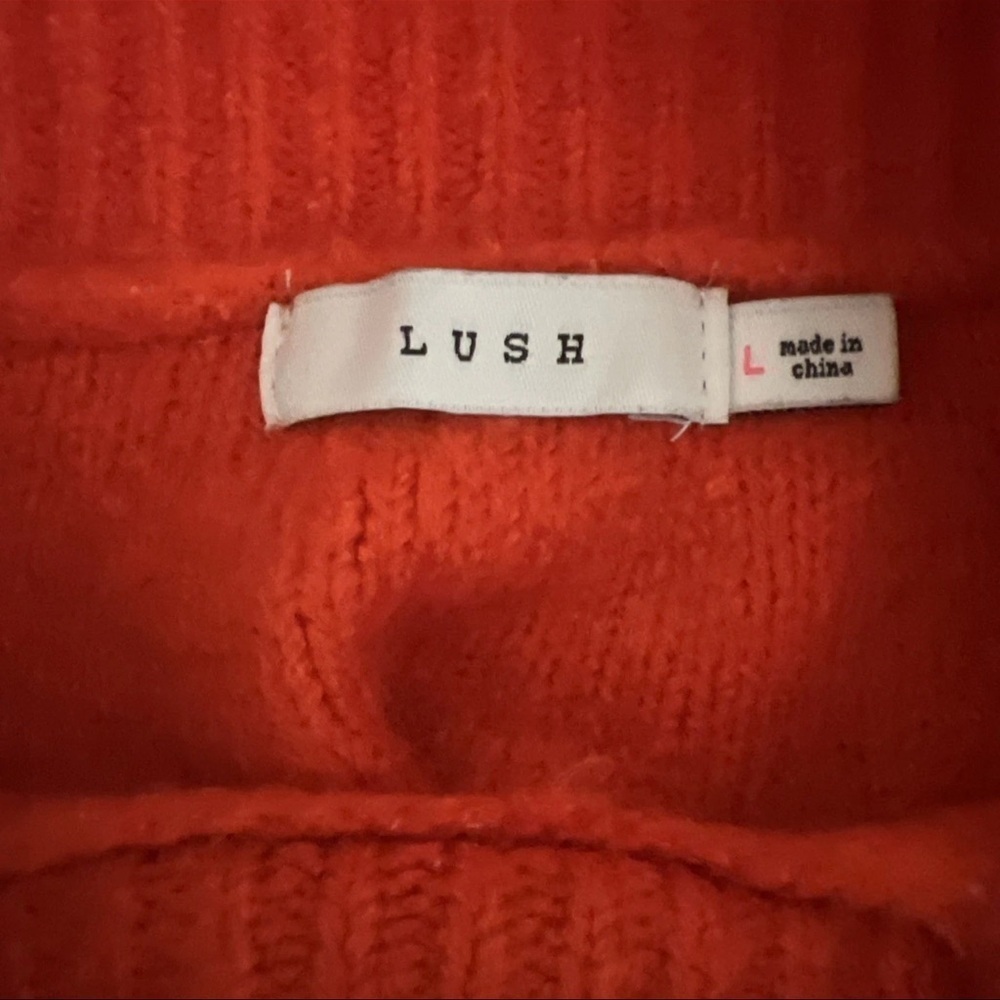 Lush Orange Women’s Sweater L Bishop Sleeves Boho Chic Modern Elegance Fireside - Picture 6 of 8